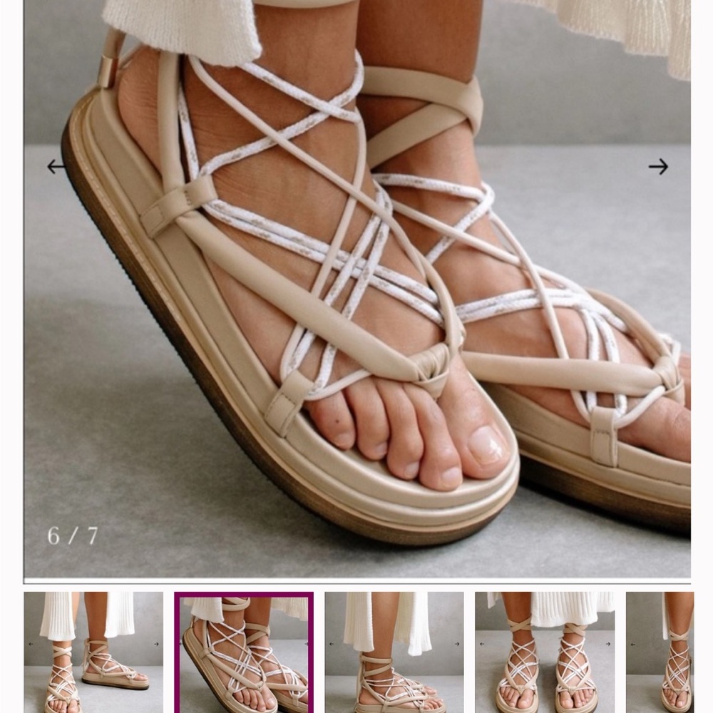 ALOHAS Tan Strappy Sandals with Platform Sole